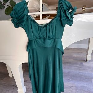 Green silk float dress